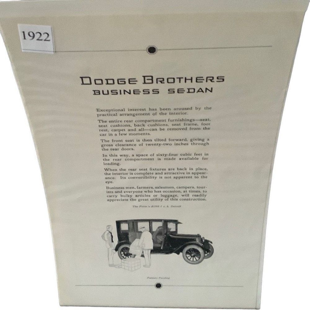 Vintage 1922 Dodge Brothers Business Sedan Ad Advertisement